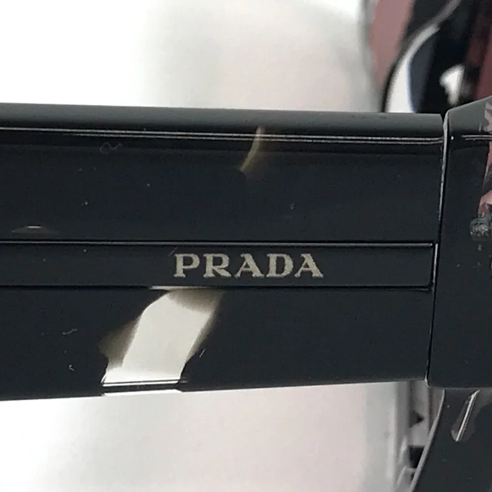Prada Sunglasses SPRA03 15O-70C Black Clear Tortoise Frames w/ Pink Polarized